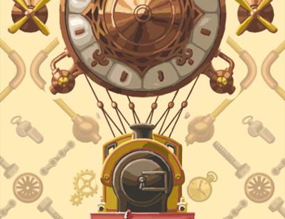 steampunk railway poster