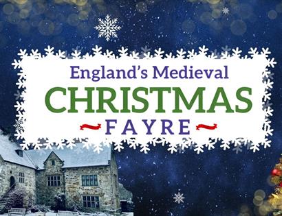 Poster with Michelham Priory and a Christmas Tree for England's Medieval Christmas Fayre event.