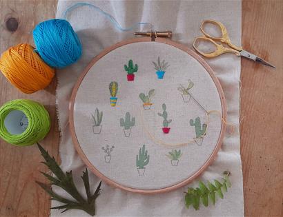 embroidery hoop with cacti design