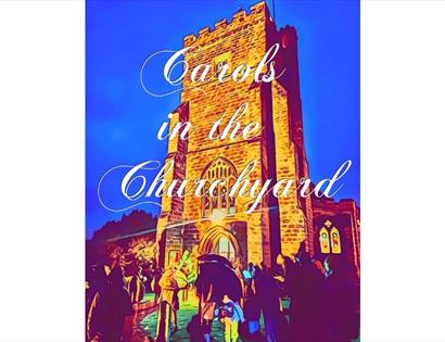 graphic of st mary's church tower with people gathered outside