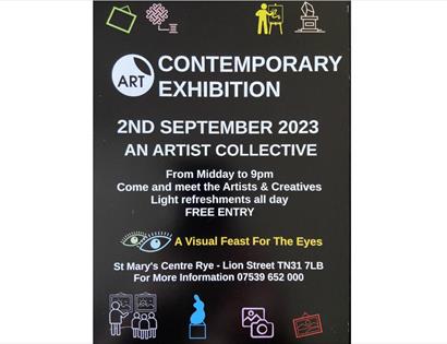 poster for contemporary art exhibition. text in description.