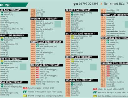 Films at Kino Rye from Friday 21st February