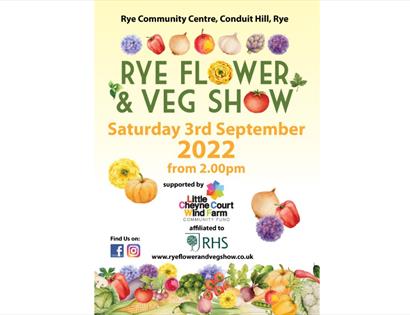 Poster for Rye Flower and Veg show with same text as written in description