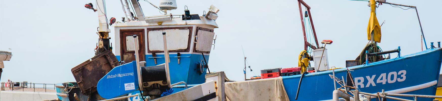 Fishing boats on Hastings beach, East Sussex