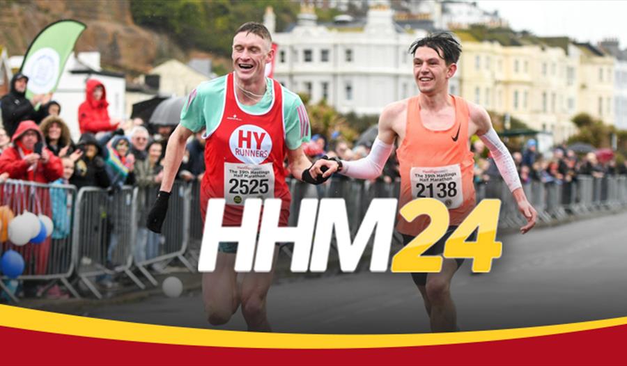 poster for Hastings Half Maraton showing race finish line.