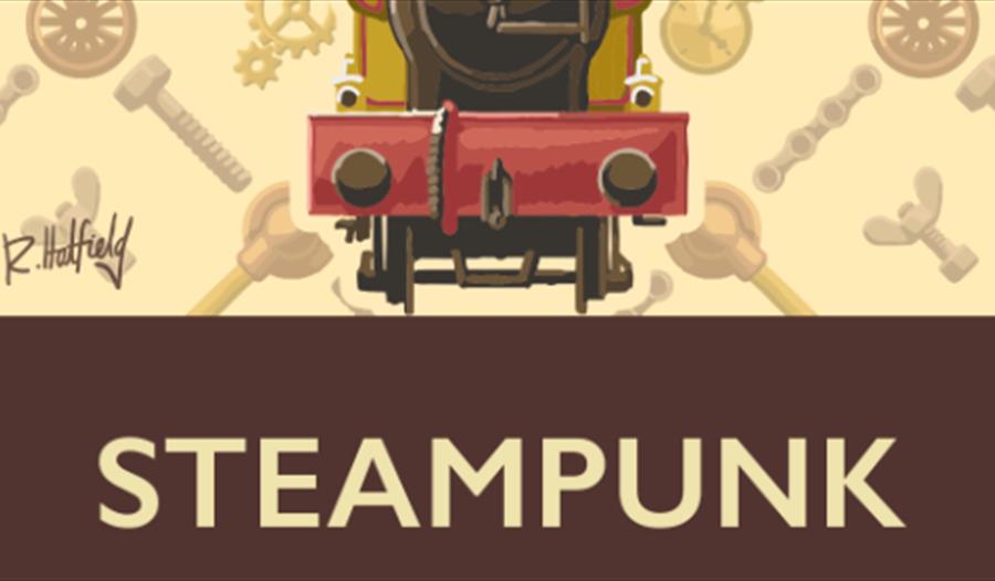 steampunk railway poster