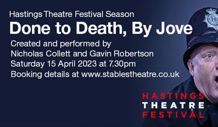 Text poster for "Done to Death, by Jove"