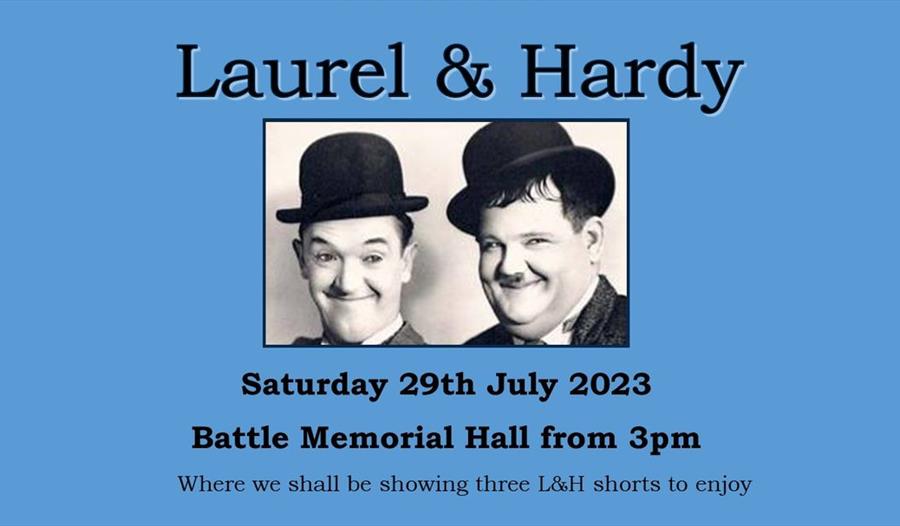 Poster for Laurel & Hardy event at Battle Memorial Hall