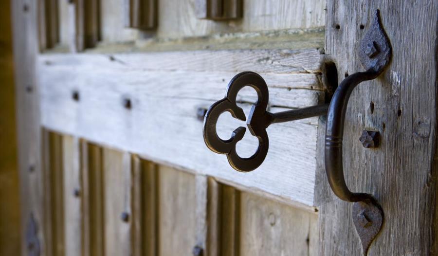 photograph of castle door