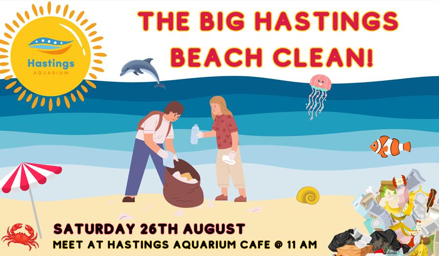illustrated poster showing a beach clean.