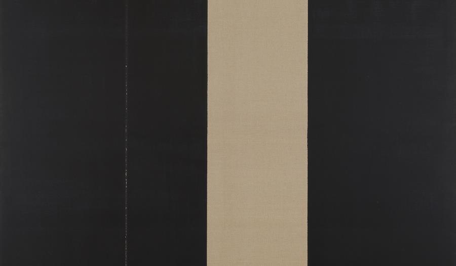 abstract painting with black and beige columns