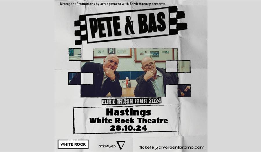 Pete and Bas sitting in a takeaway
