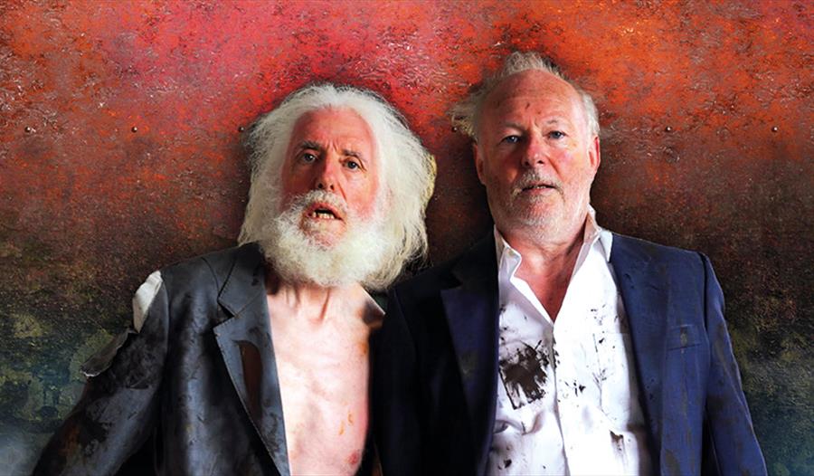 portrait of two men with shocked expressions