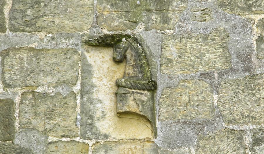 Unicorn stone at Bodiam Castle, East Sussex