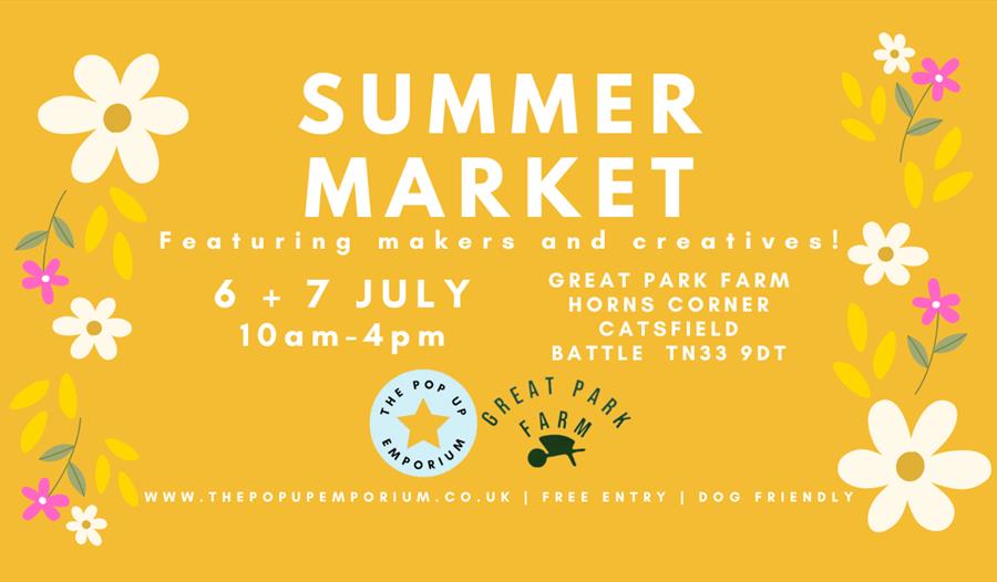 Summer market poster in a yellow colour