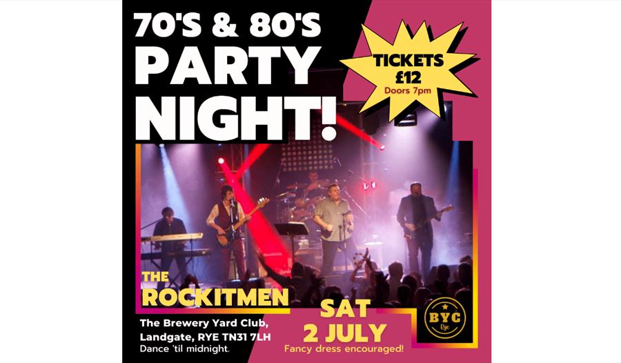 poster for 70s and 80s night shows band on stage