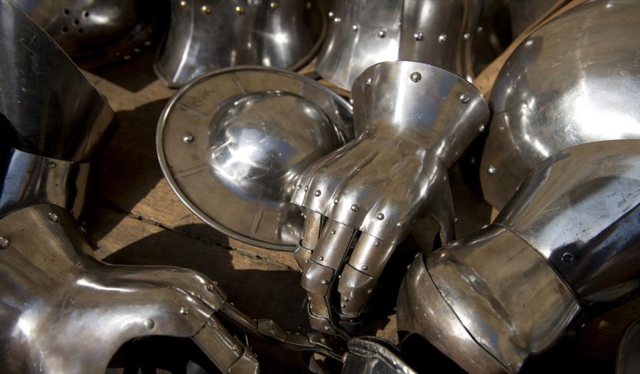 Close up of pieces of armour included gauntlet.