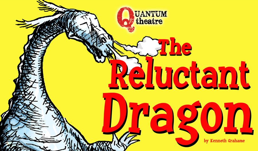 poster with sketch of dragon against yellow background. red text reads 'the reluctant dragon'.