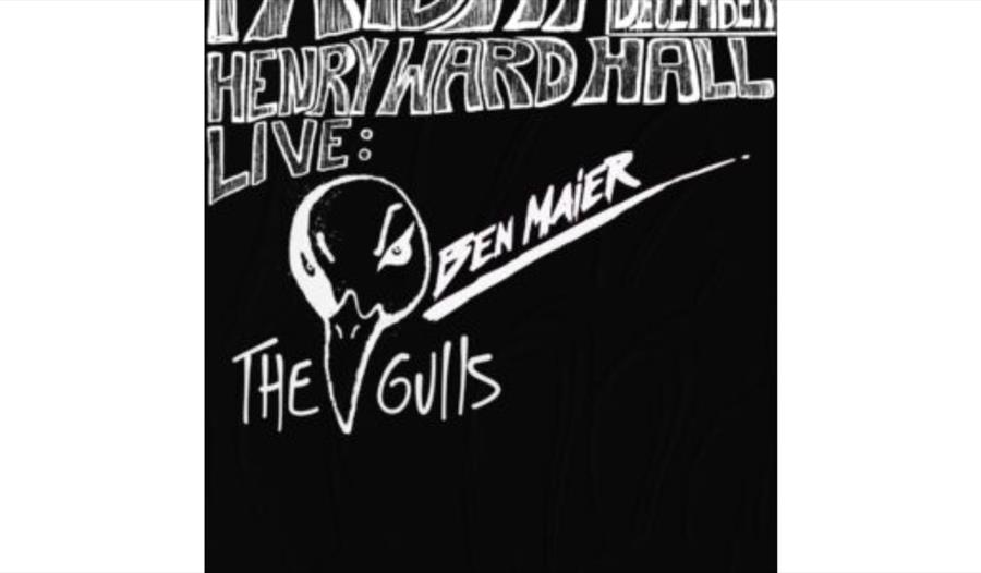 A black event poster with bold white hand-drawn lettering. At the top, the text reads “Friday December” and “Henry Ward Hall.” Below, in large letters