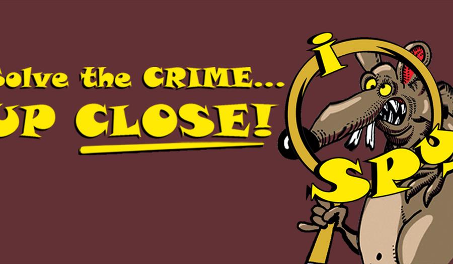 solve the crime up close, magnifying glass with cartoon rat