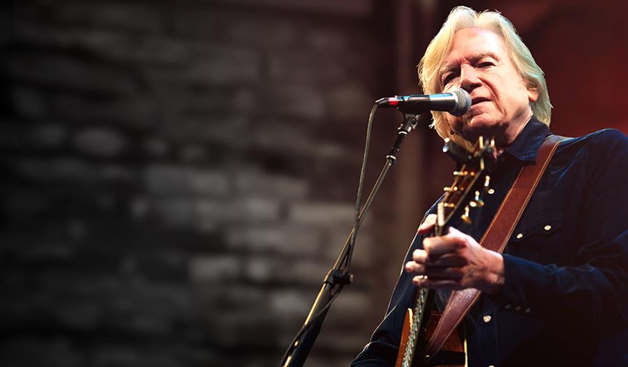 Justin Hayward playing guitar on stage