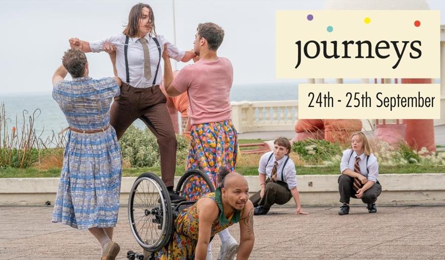 poster for journeys dance festival with four dancers