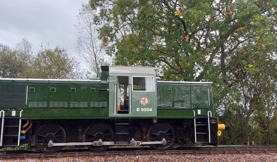 a diesel train engine on a track