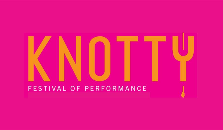 poster with yellow text reading 'knotty' against a pink background