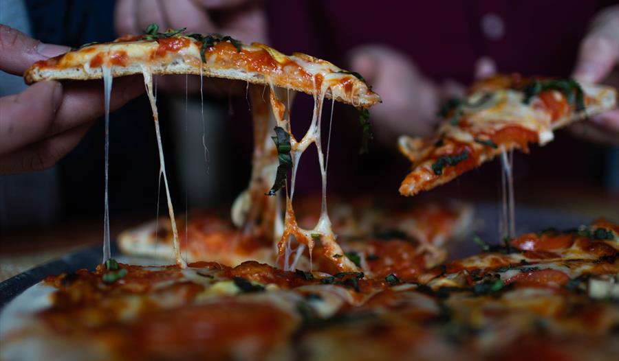 Thin and crispy pizza slices