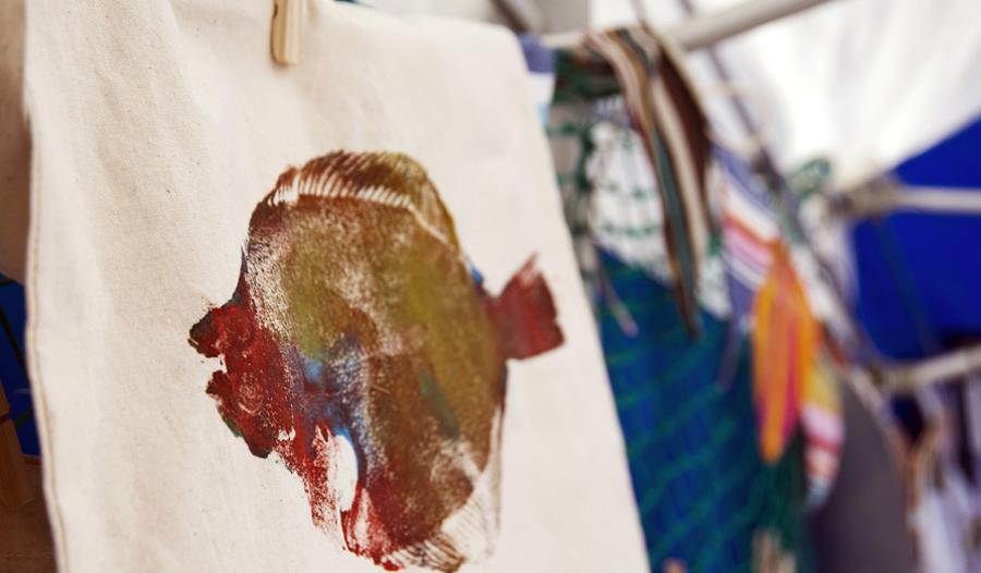 Printed fish on textile