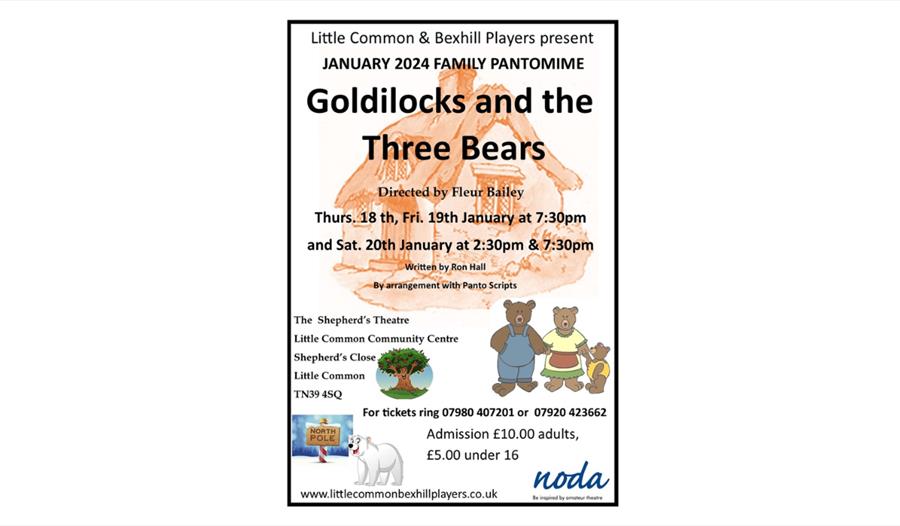 Poster for Goldilocks pantomime in Little Common, Bexhill