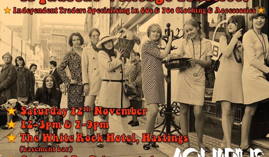 poster for Aquarius. Vintage sixties images with girls lined up. text in description.