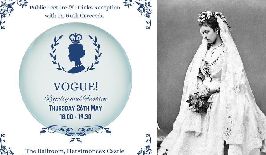 poster for public lecture Vogue! Royalty and Fashion