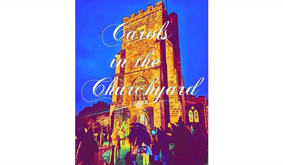 graphic of st mary's church tower with people gathered outside