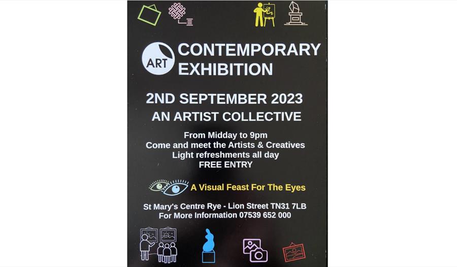 poster for contemporary art exhibition. text in description.