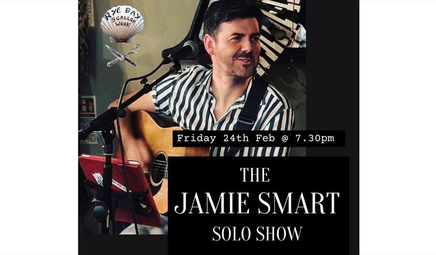 Poster of musician, young man with guitar, text says "the Jamie Smart solo show".