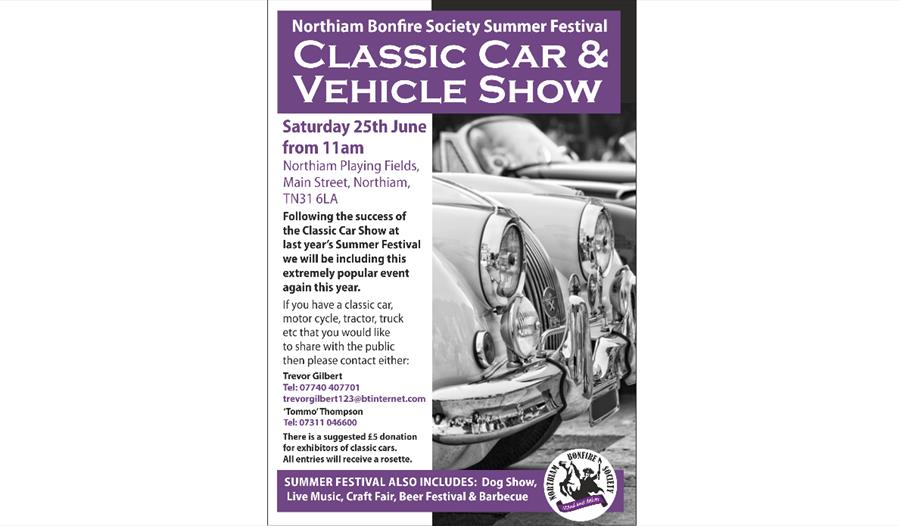 poster for classic car show mostly text that's in description