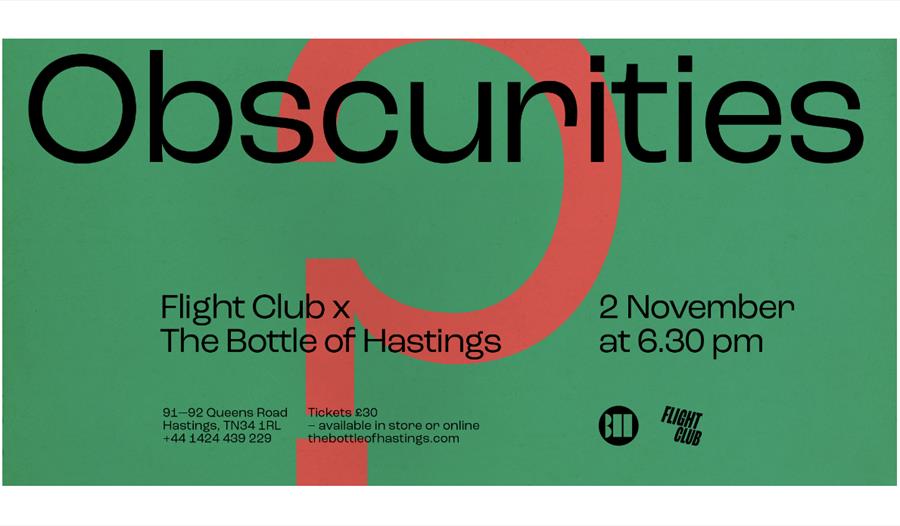 green poster with red question mark in the background. Text title says 'Obscurities'. Other text is in the main description.