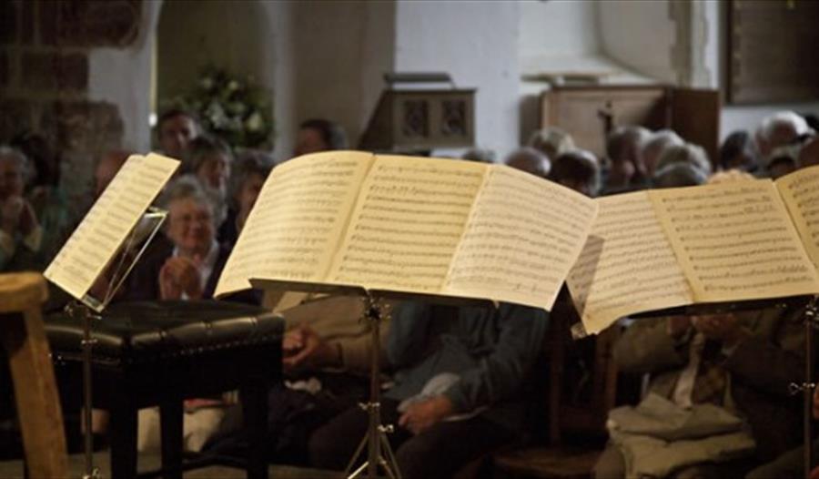 sheet music on stands