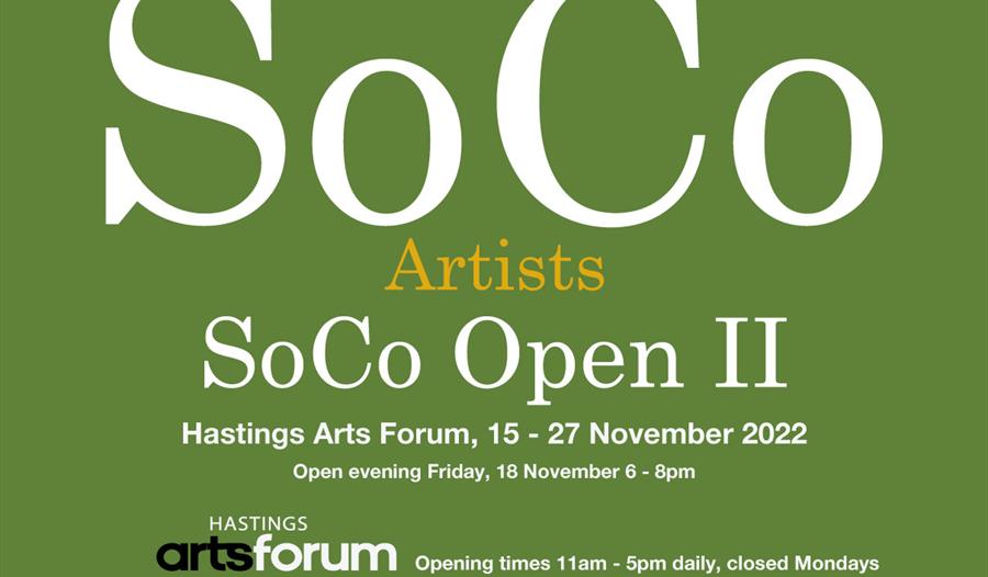 Green poster for Soco Artists Open exhibition