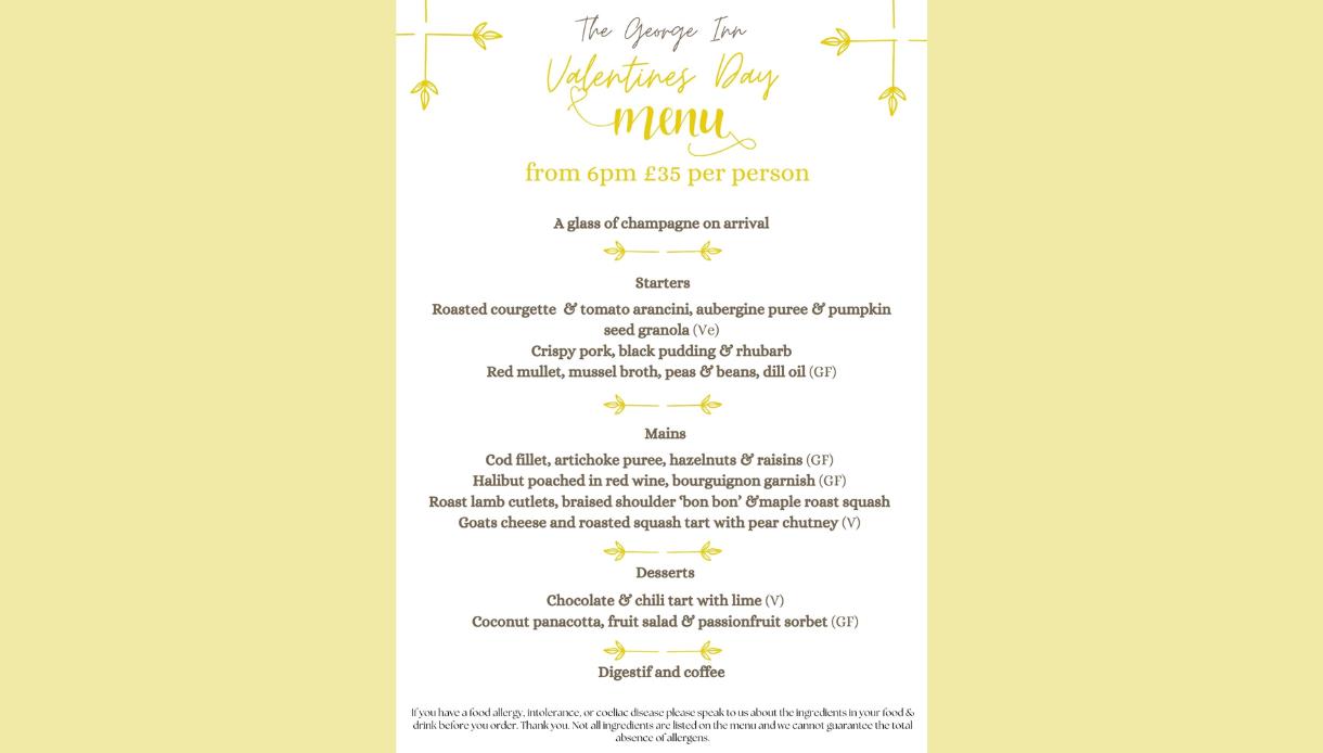 George Inn Robertsbridge valentines poster, text in description.
