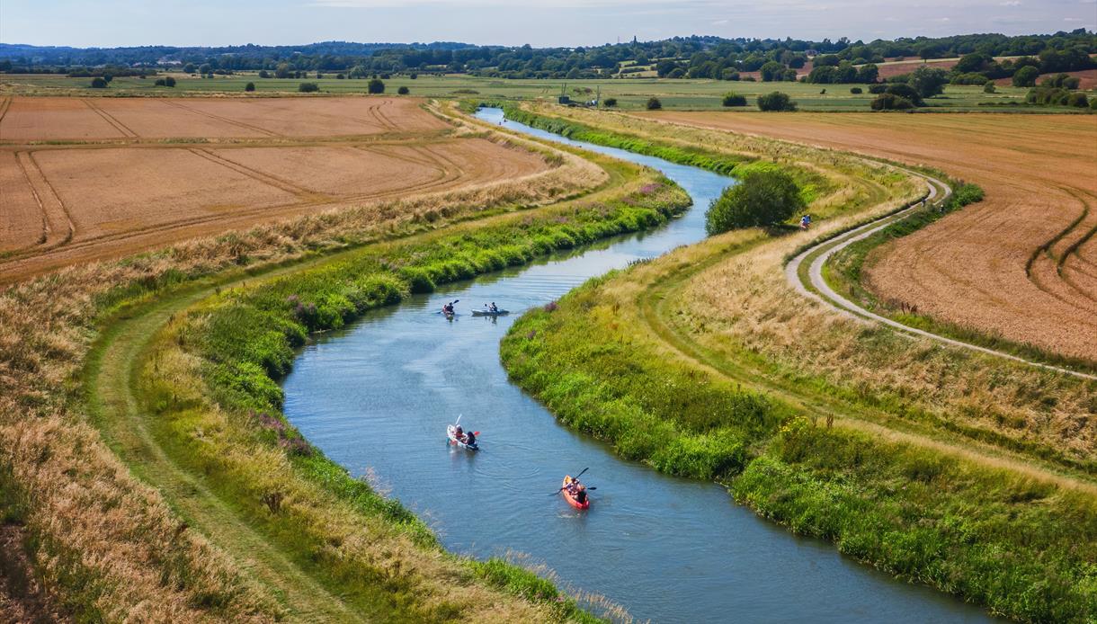 Rowing on the River Rother at Bodiam Boating Station, East Sussex