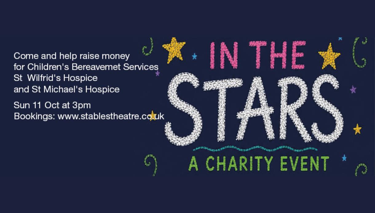 Poster for “In the Stars” charity event raising funds for children’s bereavement and hospice services.