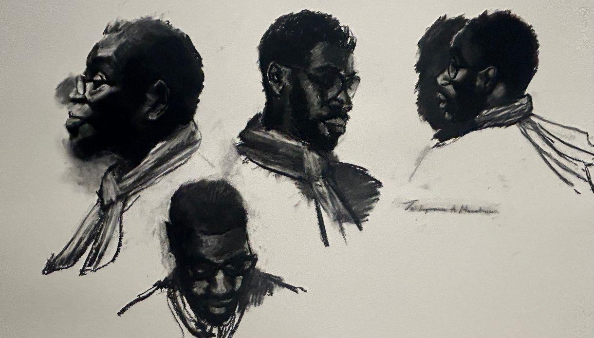 Lynette Yiadom-Boakye, To Improvise a Mountain, 2024. Charcoal and conte on paper, variable dimensions (unfinished).