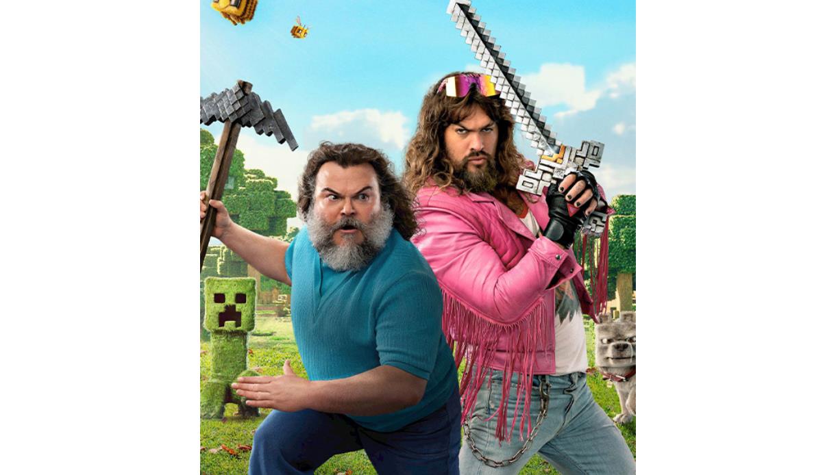 Promotional image for A Minecraft Movie – Sunset Screenings featuring block-style tools, creatures and adventure characters.