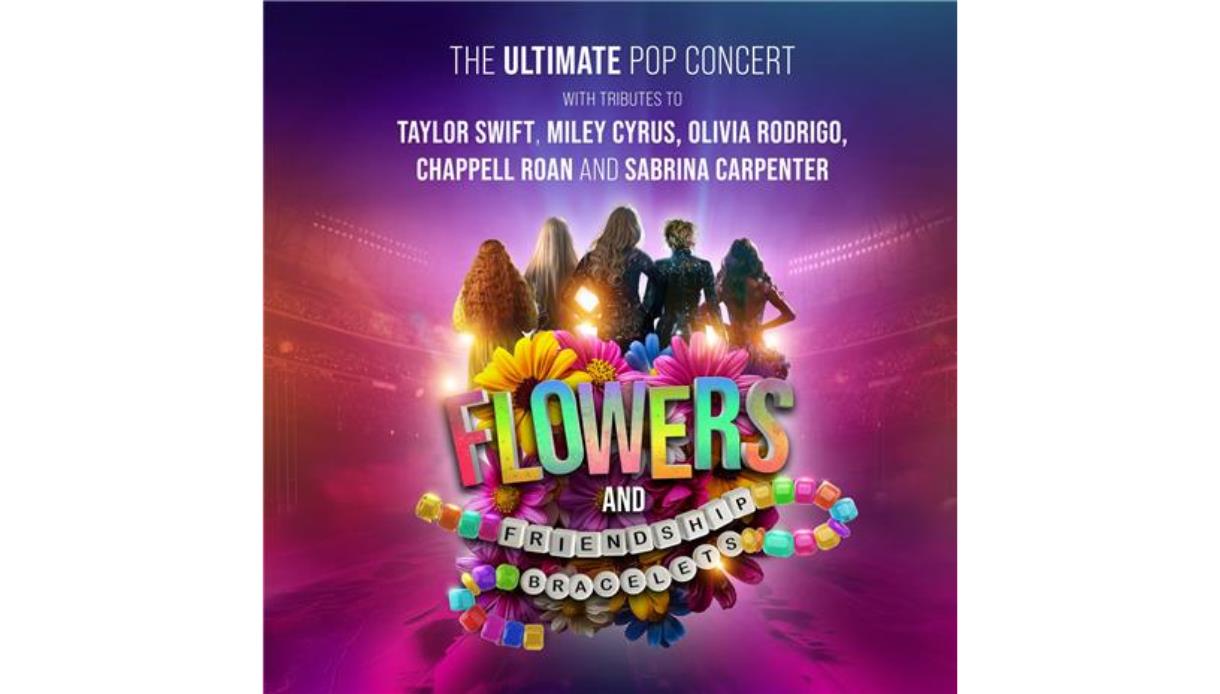 Poster for “Flowers and Friendship Bracelets,” a tribute pop concert featuring performers inspired by top female artists.