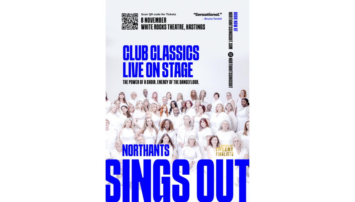 Event poster reading ‘Club Classics Live on Stage’ in vibrant, stacked lettering on a dark gradient background with soft glow; high-contrast text cent
