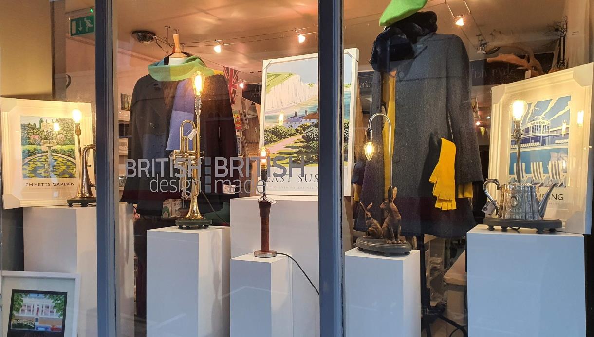 British Design British Made shop window in Battle, East Sussex