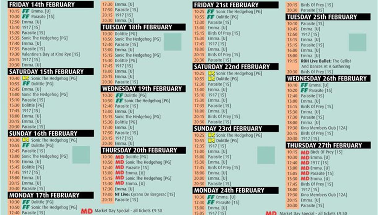 Films at Kino Rye from Friday 21st February