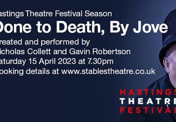 Text poster for "Done to Death, by Jove"